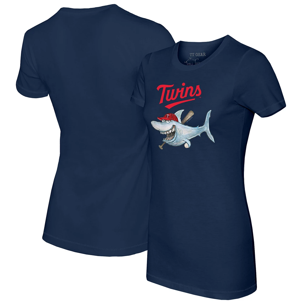 Women's Tiny Turnip Navy Minnesota Twins Shark T-Shirt