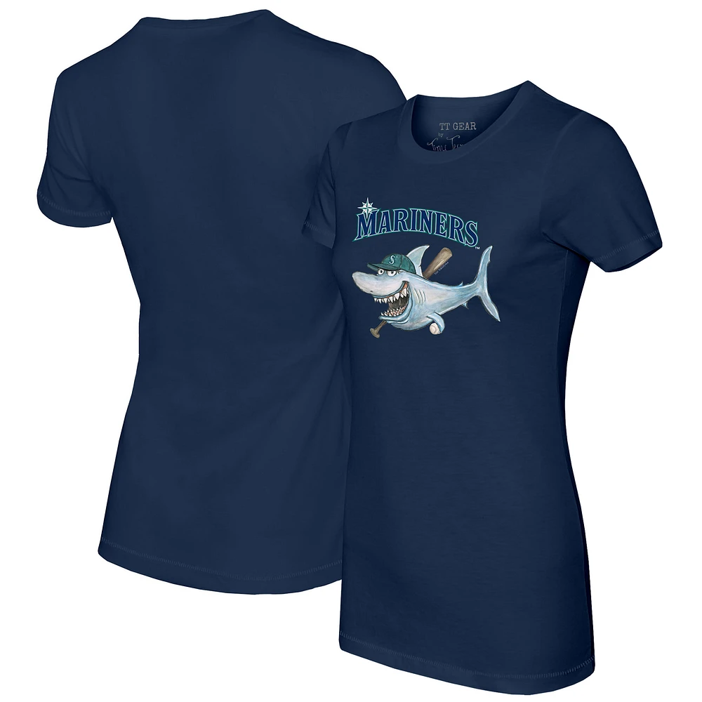 Women's Tiny Turnip Navy Seattle Mariners Shark T-Shirt