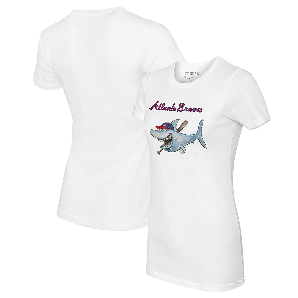 Women's Tiny Turnip White Atlanta Braves Shark Logo T-Shirt