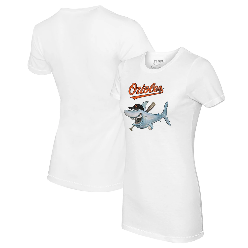 Women's Tiny Turnip White Baltimore Orioles Shark Logo T-Shirt