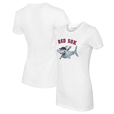 Women's Tiny Turnip White Boston Red Sox Shark Logo T-Shirt