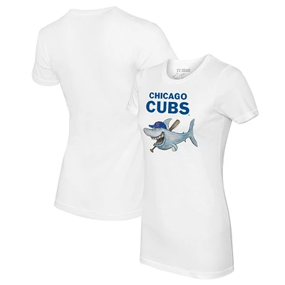 Women's Tiny Turnip White Chicago Cubs Shark Logo T-Shirt