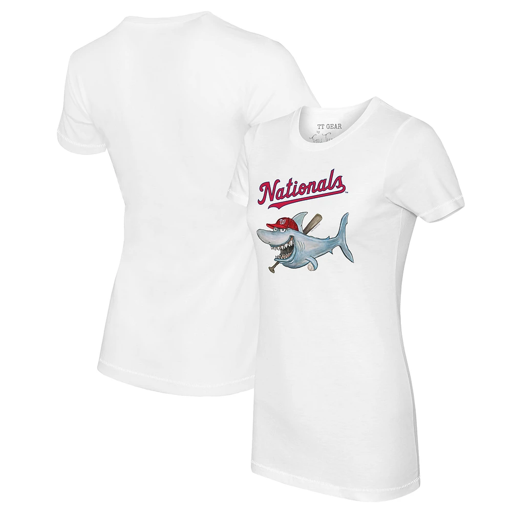 Women's Tiny Turnip White Washington Nationals Shark Logo T-Shirt