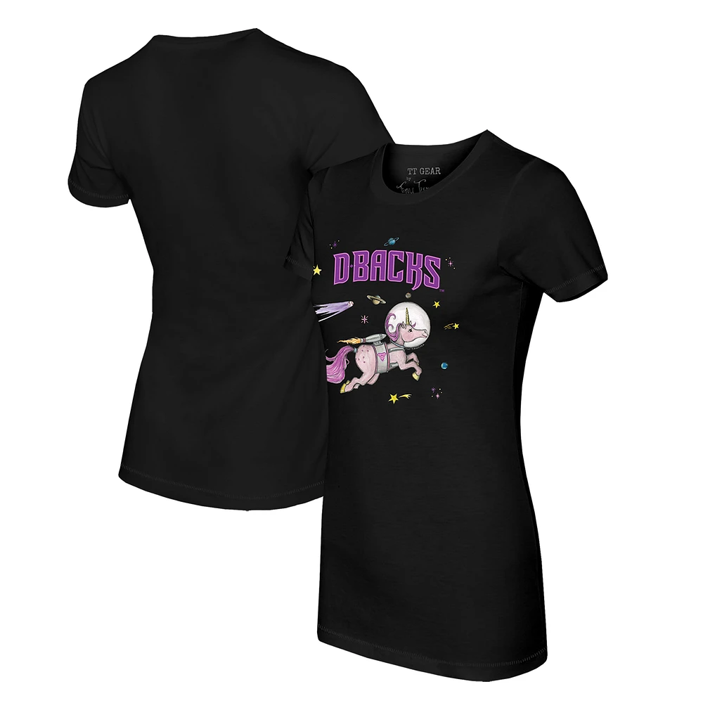 Women's Tiny Turnip Black Arizona Diamondbacks Space Unicorn T-Shirt