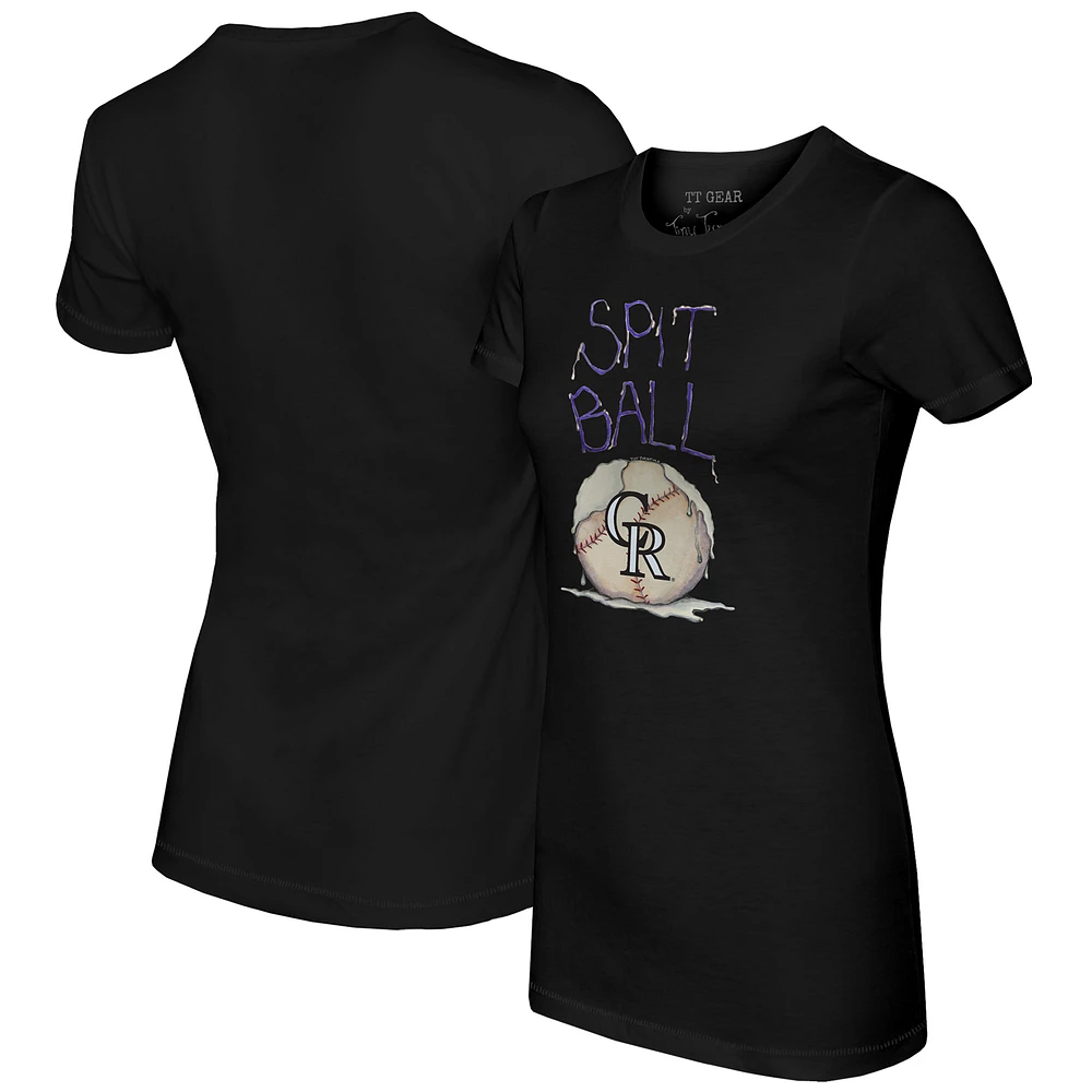 Women's Tiny Turnip Black Colorado Rockies Spit Ball T-Shirt
