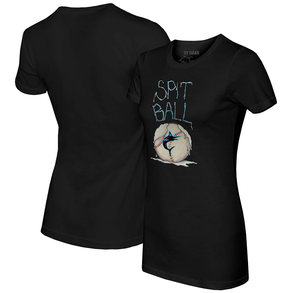 Women's Tiny Turnip Black Miami Marlins Spit Ball T-Shirt
