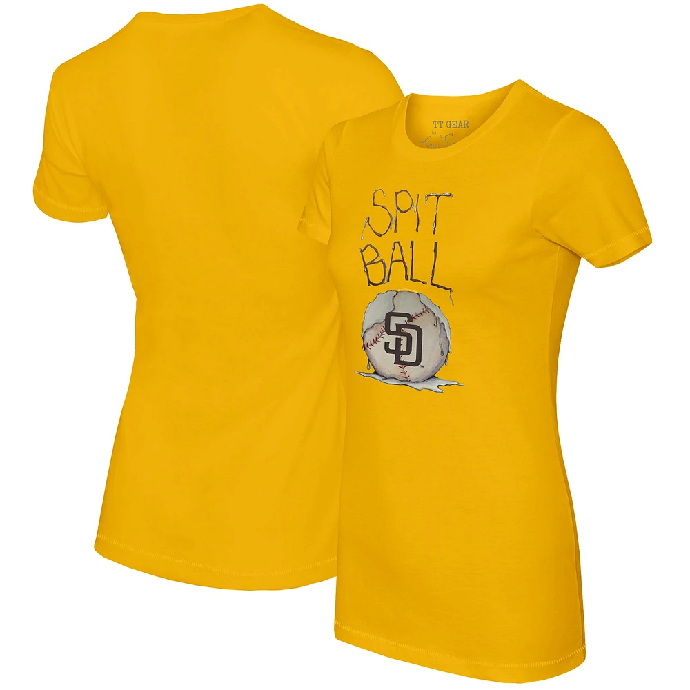 Women's Tiny Turnip Gold San Diego Padres Spit Ball T-Shirt