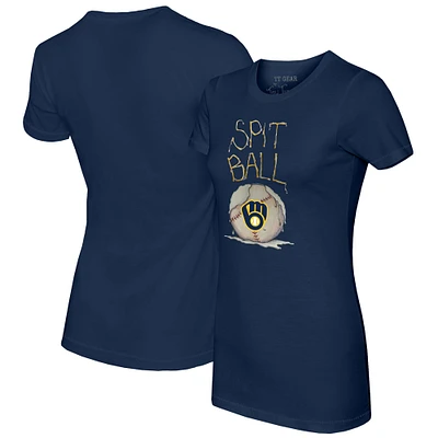 Women's Tiny Turnip Navy Milwaukee Brewers Spit Ball T-Shirt