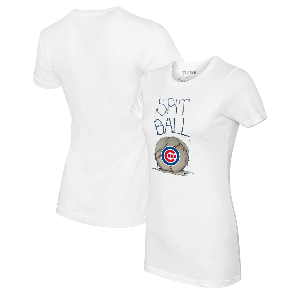 Women's Tiny Turnip White Chicago Cubs Spit Ball T-Shirt
