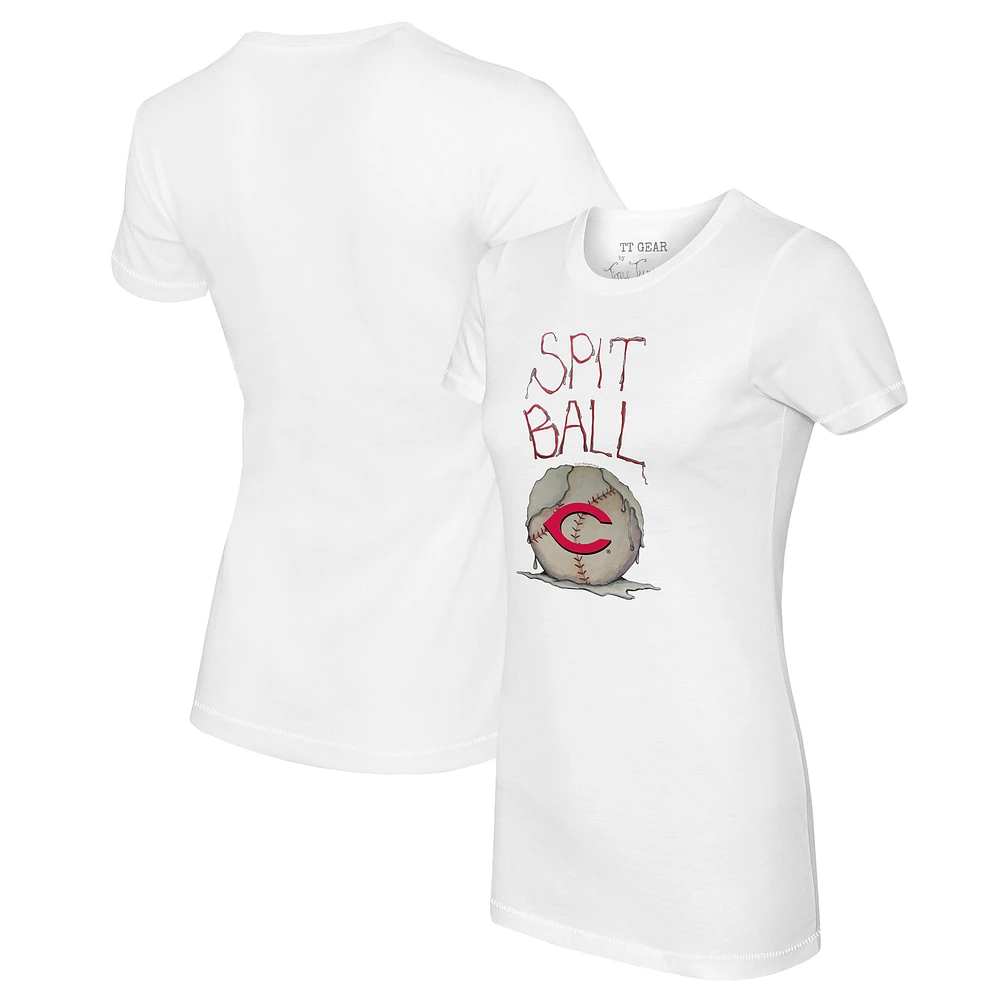 Women's Tiny Turnip White Cincinnati Reds Spit Ball T-Shirt