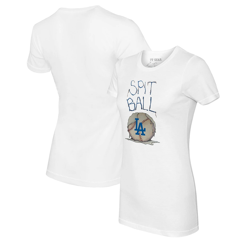 Women's Tiny Turnip White Los Angeles Dodgers Spit Ball T-Shirt