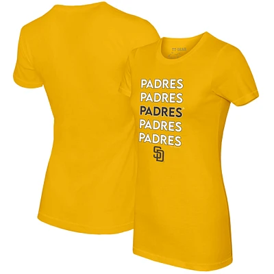 Women's Tiny Turnip Gold San Diego Padres Stacked T-Shirt