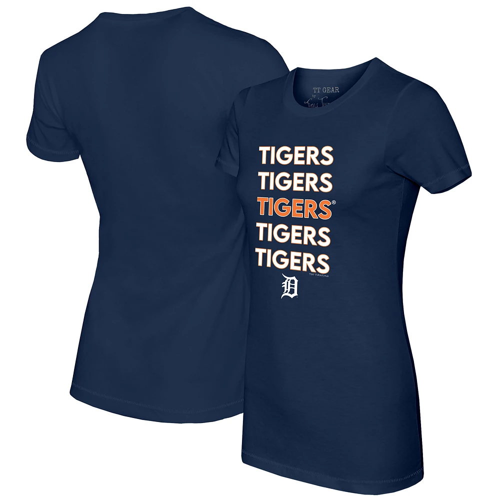 Women's Tiny Turnip Navy Detroit Tigers Stacked T-Shirt