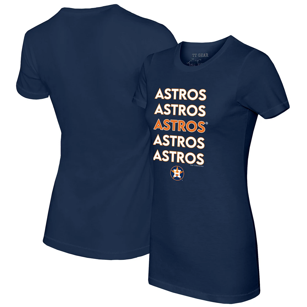 Women's Tiny Turnip Navy Houston Astros Stacked T-Shirt