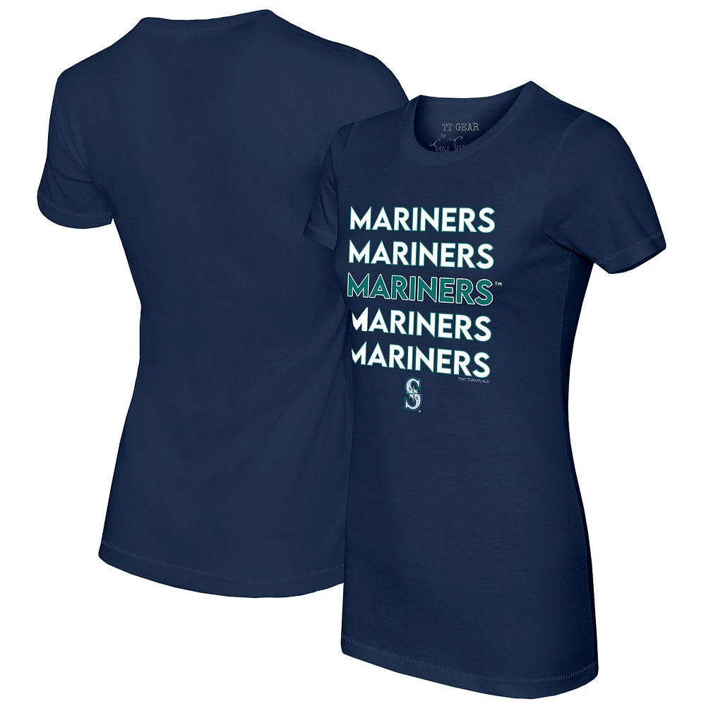Women's Tiny Turnip Navy Seattle Mariners Stacked T-Shirt