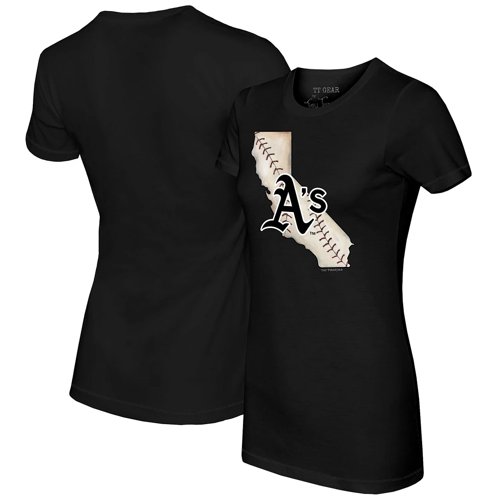 Women's Tiny Turnip Black Athletics State Outline T-Shirt