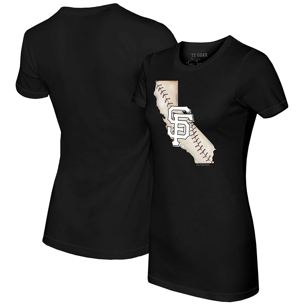 Women's Tiny Turnip Black San Francisco Giants State Outline T-Shirt
