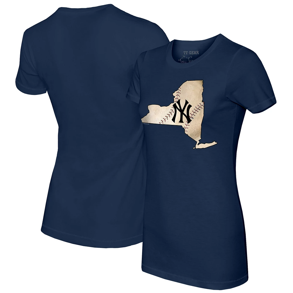 Women's Tiny Turnip Navy New York Yankees State Outline T-Shirt