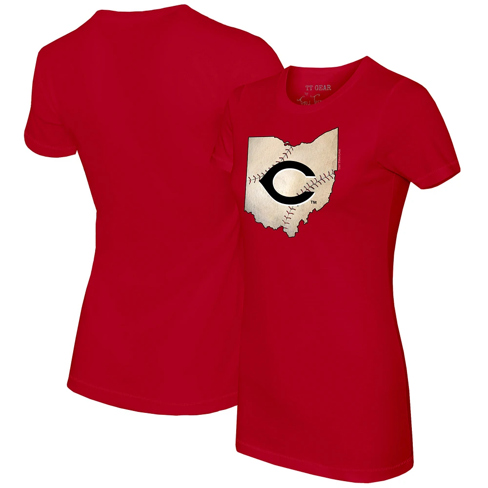 Women's Tiny Turnip Red Cincinnati Reds State Outline T-Shirt