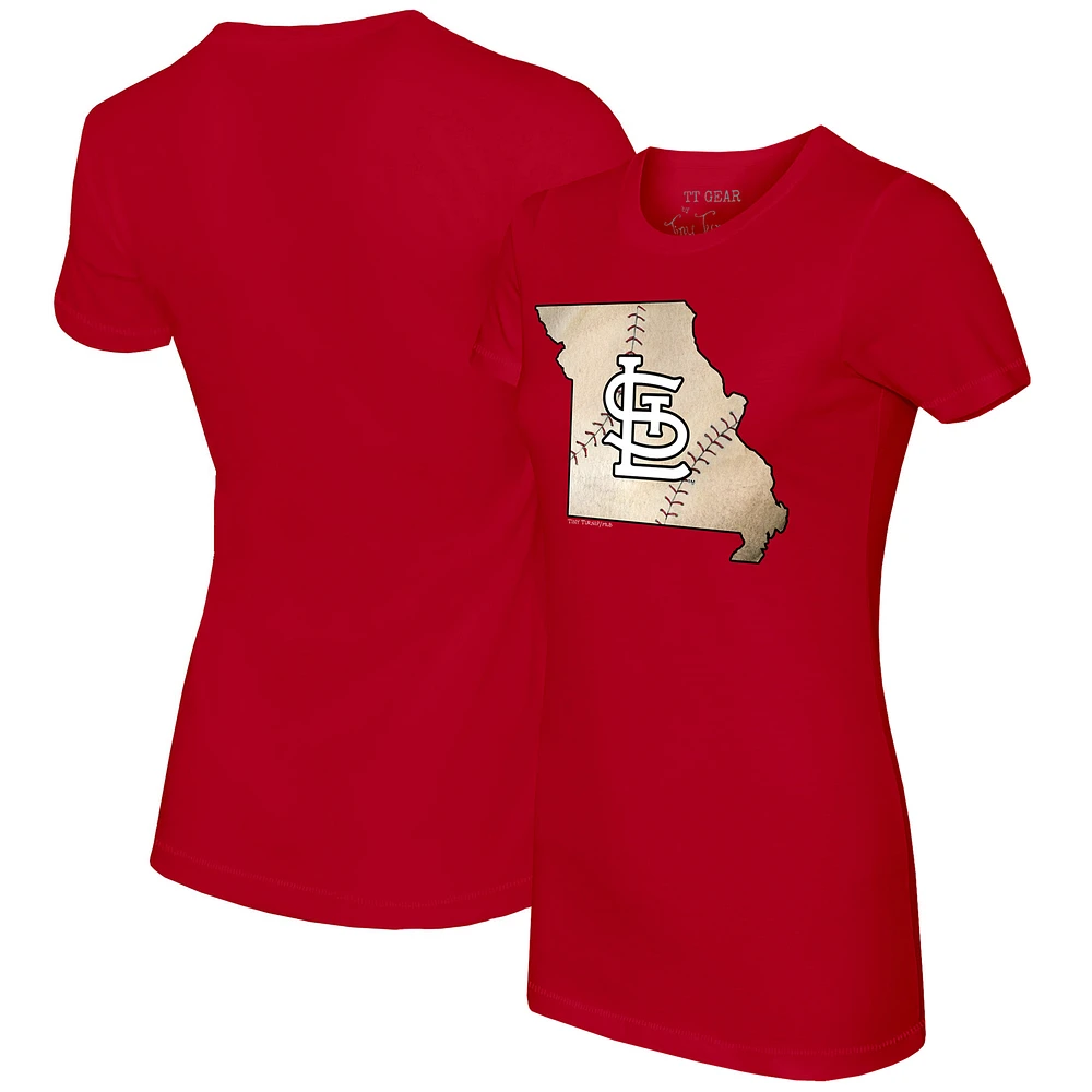 Women's Tiny Turnip Red St. Louis Cardinals State Outline T-Shirt