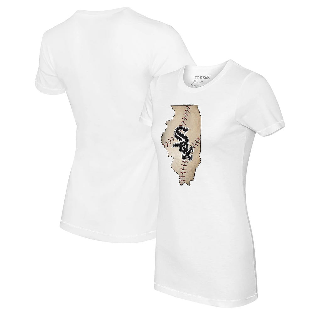 Women's Tiny Turnip White Chicago Sox State Outline T-Shirt