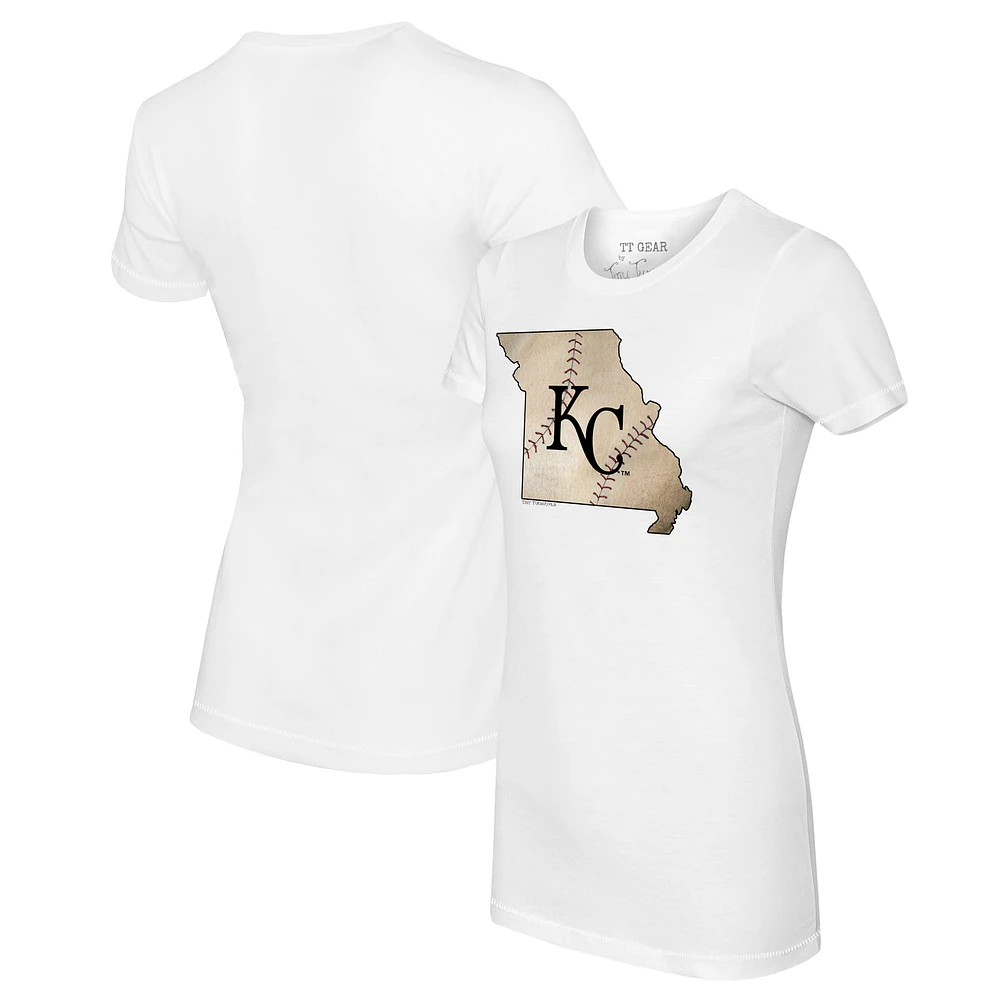 Women's Tiny Turnip White Kansas City Royals State Outline T-Shirt