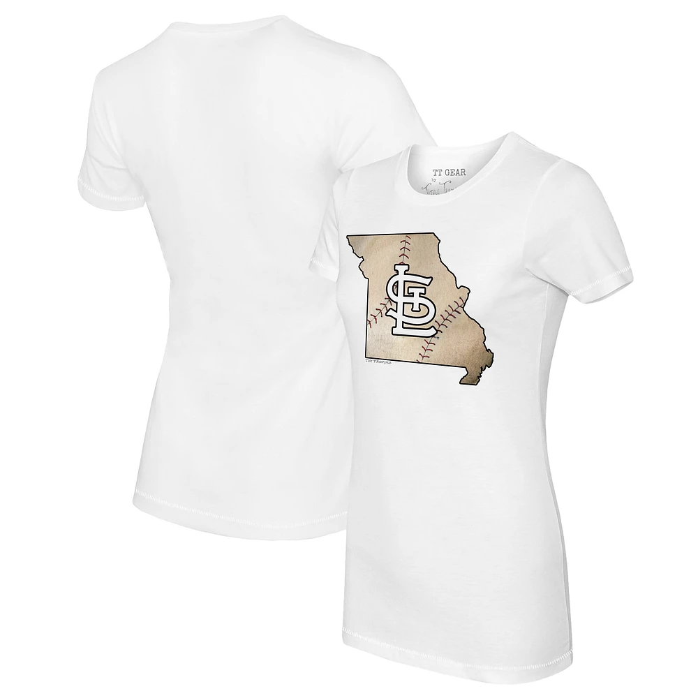Women's Tiny Turnip White St. Louis Cardinals State Outline T-Shirt