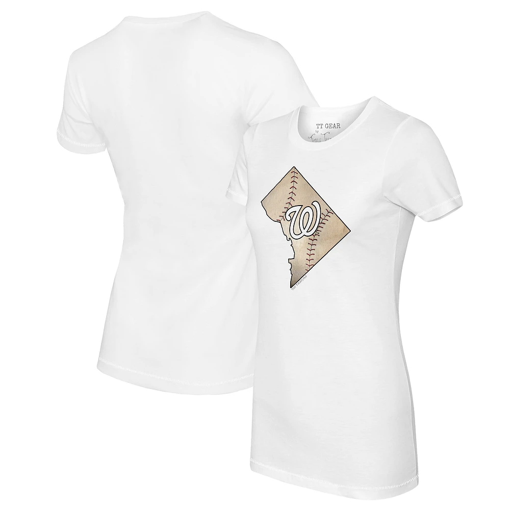 Women's Tiny Turnip White Washington Nationals State Outline T-Shirt