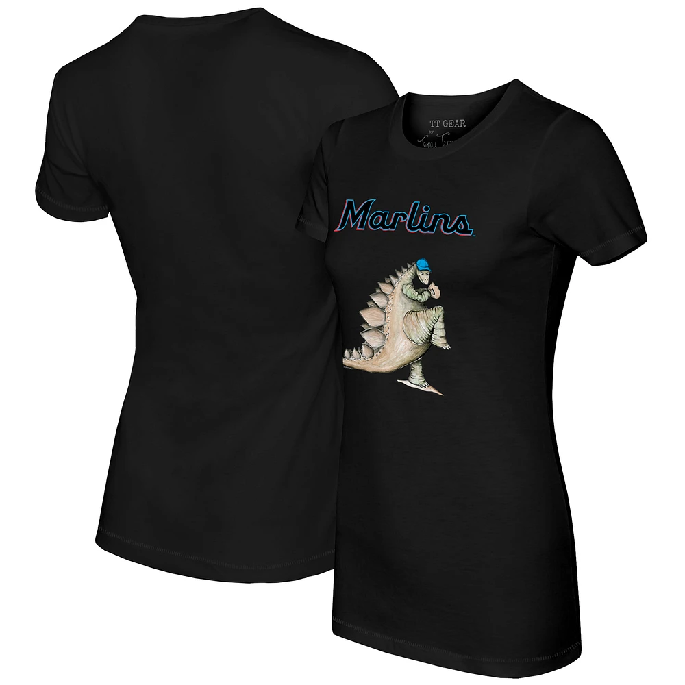 Women's Tiny Turnip Black Miami Marlins Stega T-Shirt