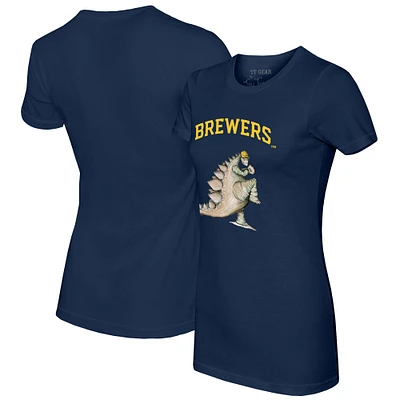 Women's Tiny Turnip Navy Milwaukee Brewers Stega T-Shirt