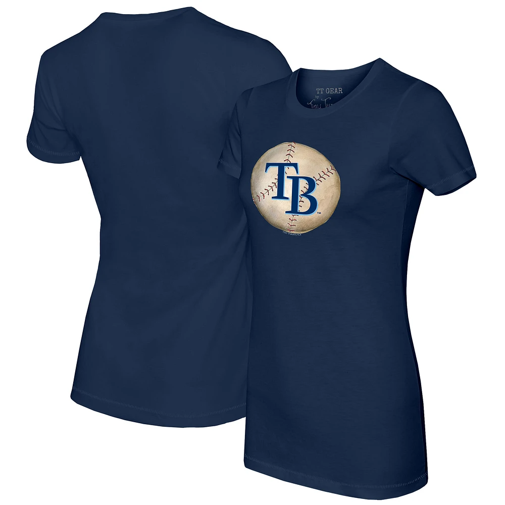 Women's Tiny Turnip Navy Tampa Bay Rays Stitched Baseball T-Shirt
