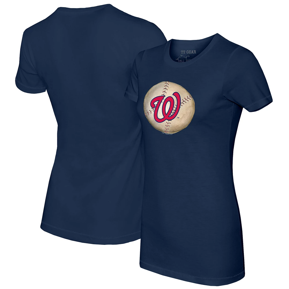 Women's Tiny Turnip Navy Washington Nationals Stitched Baseball T-Shirt