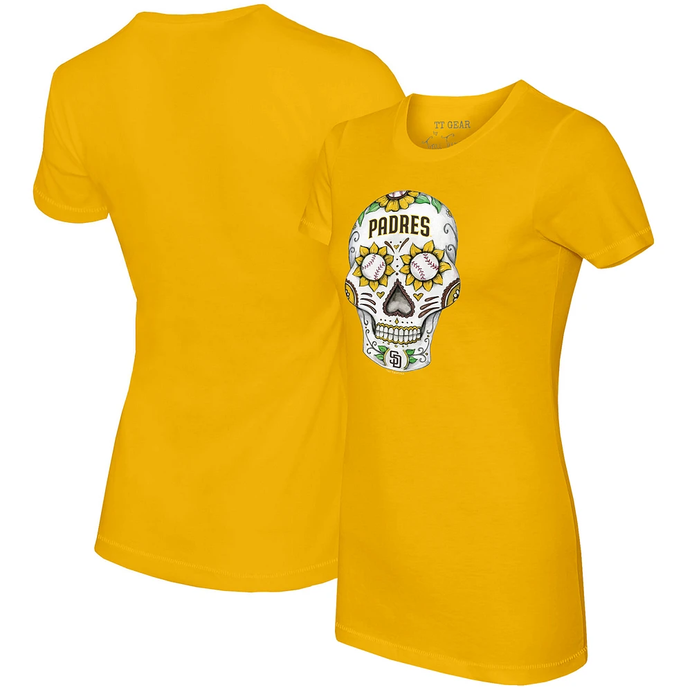 Women's Tiny Turnip Gold San Diego Padres Sugar Skull T-Shirt
