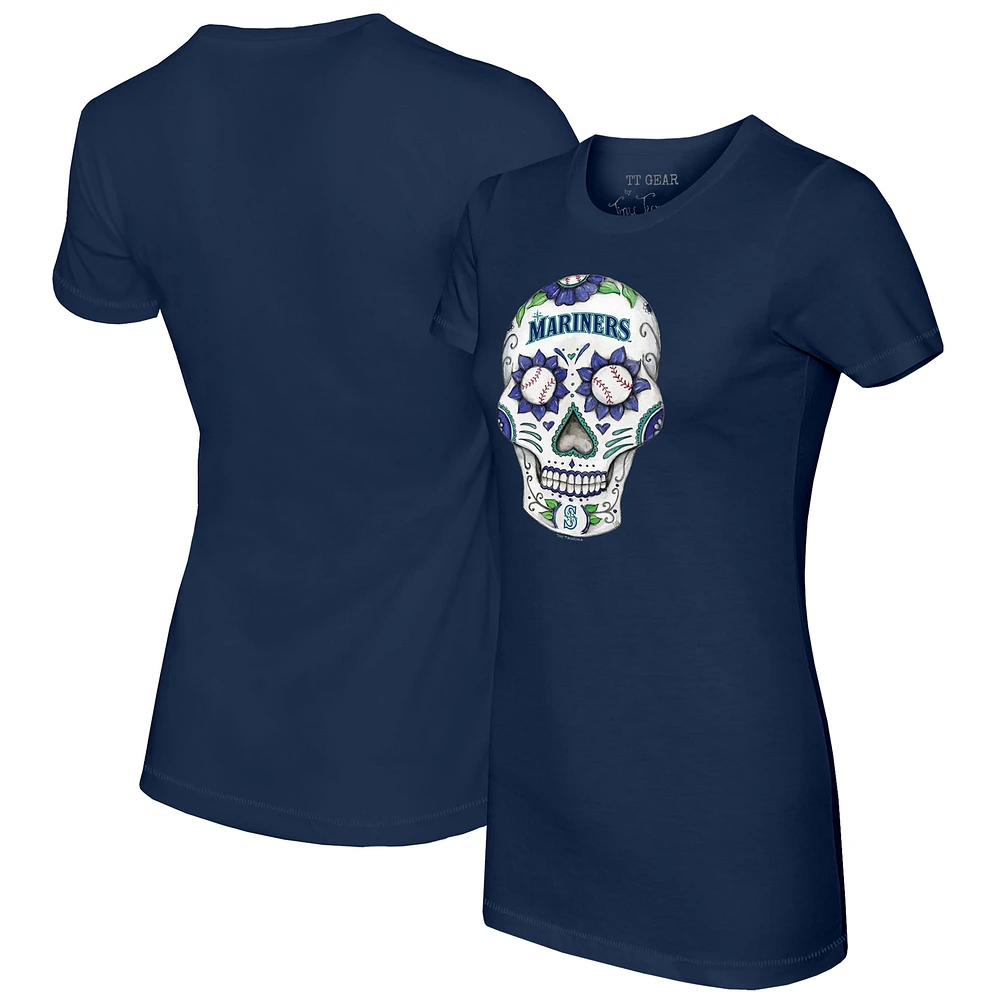 Women's Tiny Turnip Navy Seattle Mariners Sugar Skull T-Shirt