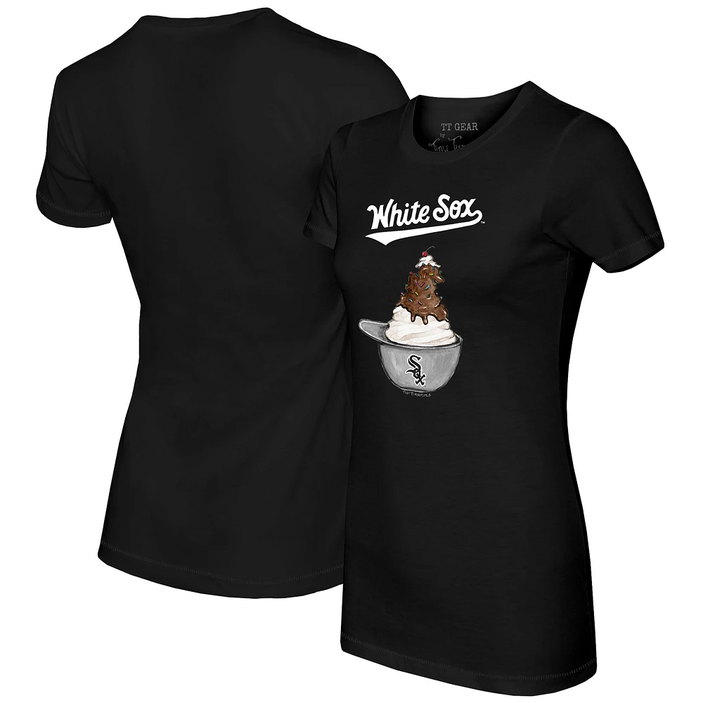 Women's Tiny Turnip Black Chicago White Sox Sundae Helmet T-Shirt