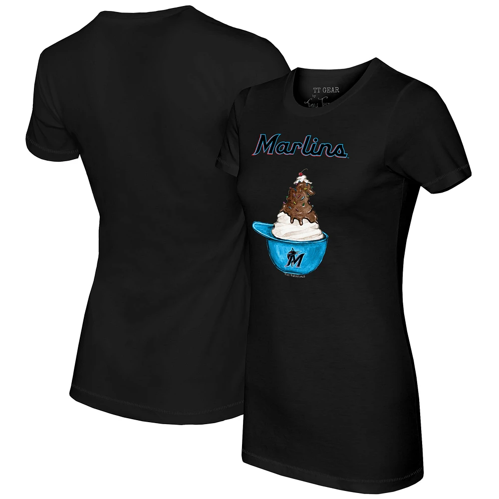 Women's Tiny Turnip Black Miami Marlins Sundae Helmet T-Shirt