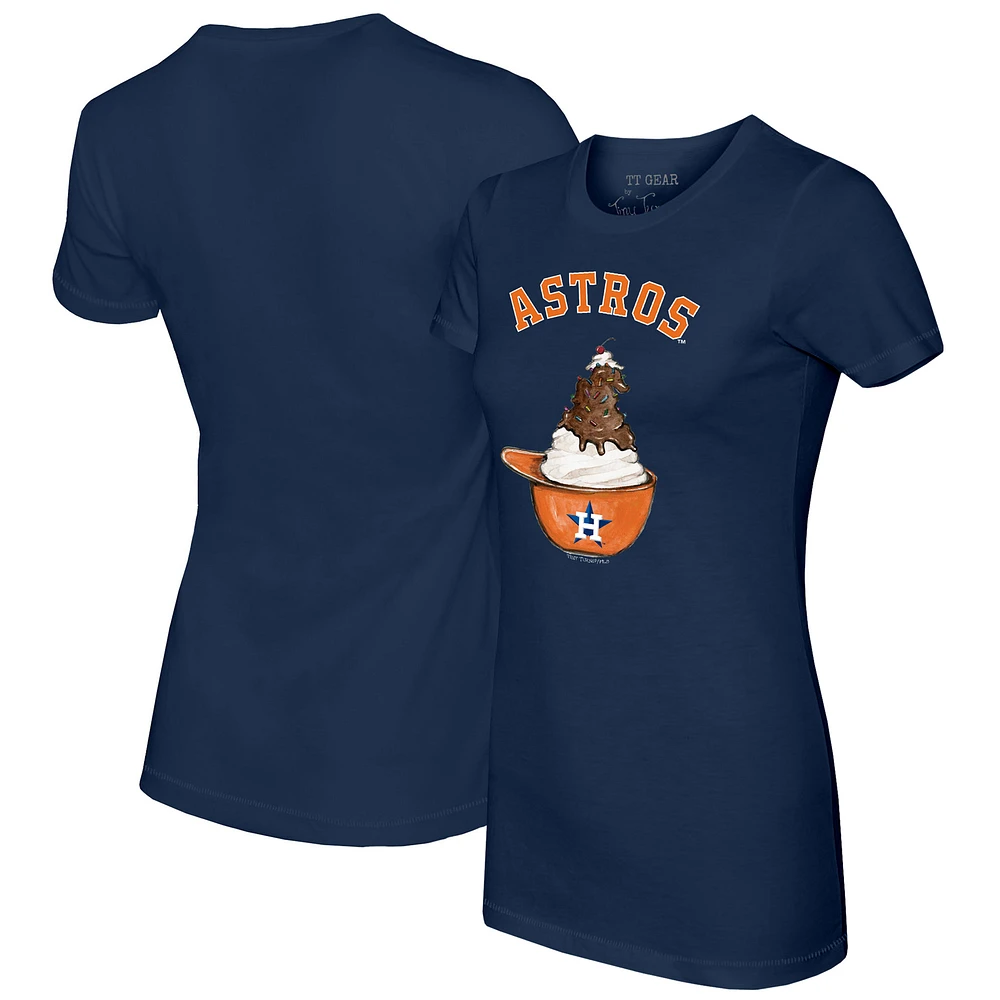 Women's Tiny Turnip Navy Houston Astros Sundae Helmet T-Shirt