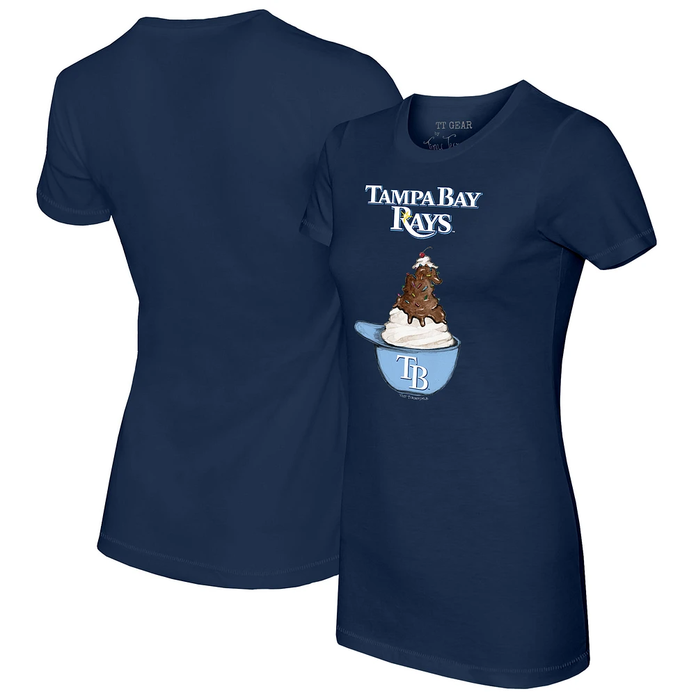 Women's Tiny Turnip Navy Tampa Bay Rays Sundae Helmet T-Shirt