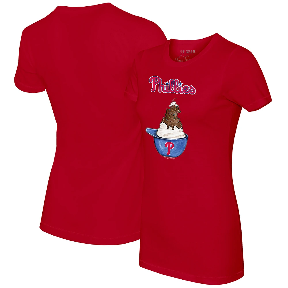 Women's Tiny Turnip Red Philadelphia Phillies Sundae Helmet T-Shirt