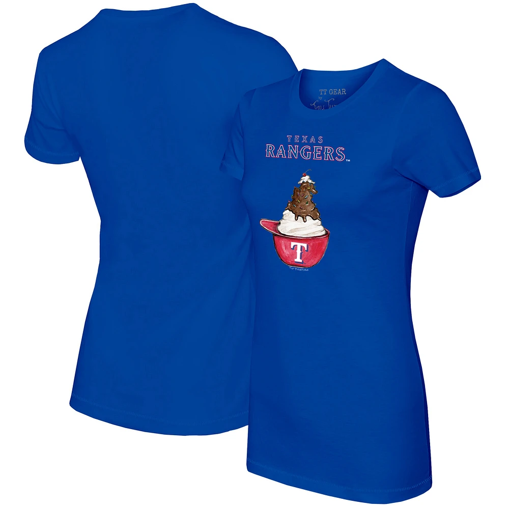 Women's Tiny Turnip Royal Texas Rangers Sundae Helmet T-Shirt