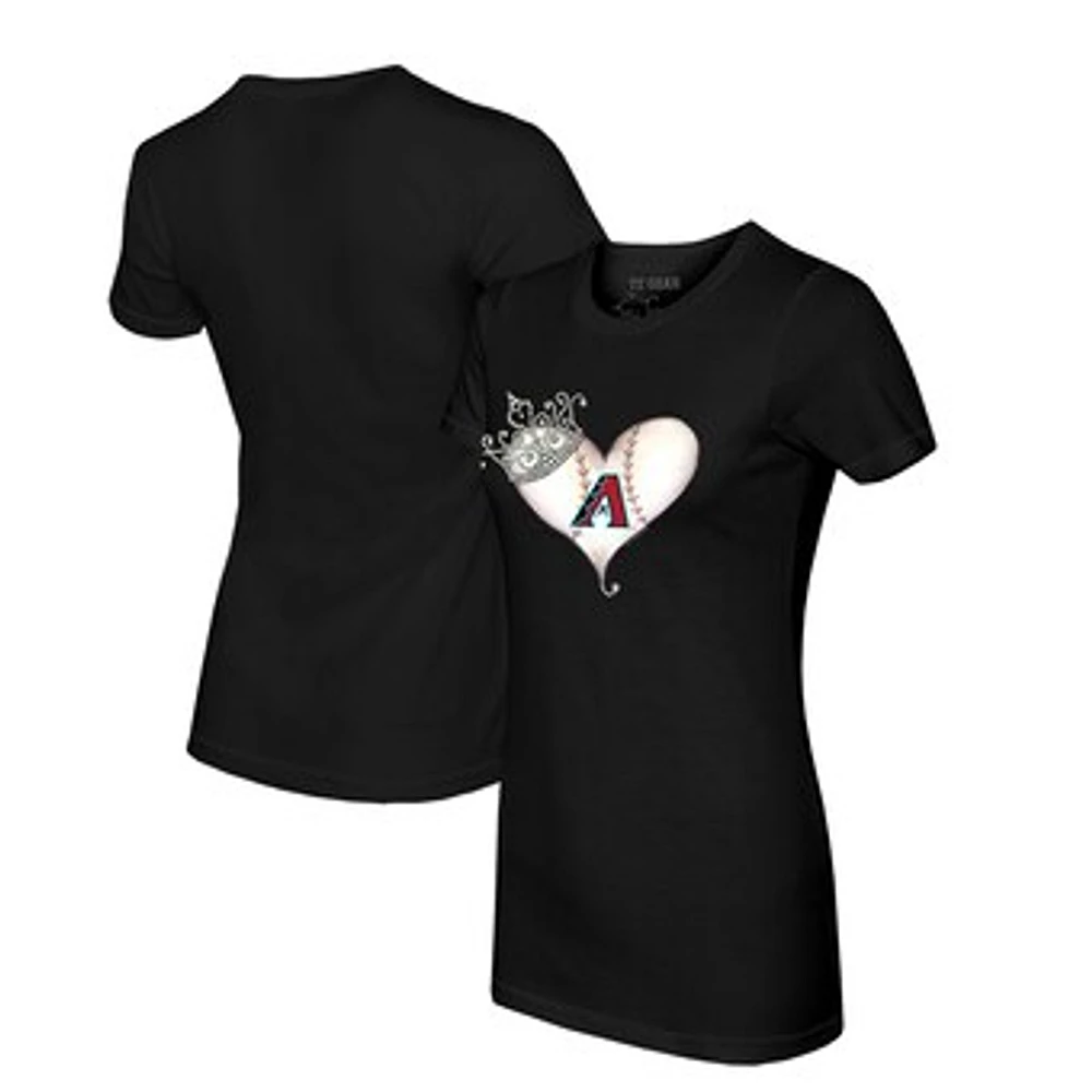 Women's Tiny Turnip Black Arizona Diamondbacks Tiara Heart T-Shirt