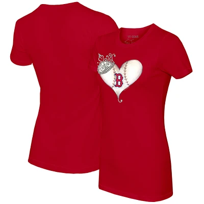 Women's Tiny Turnip Red Boston Sox Tiara Heart T-Shirt