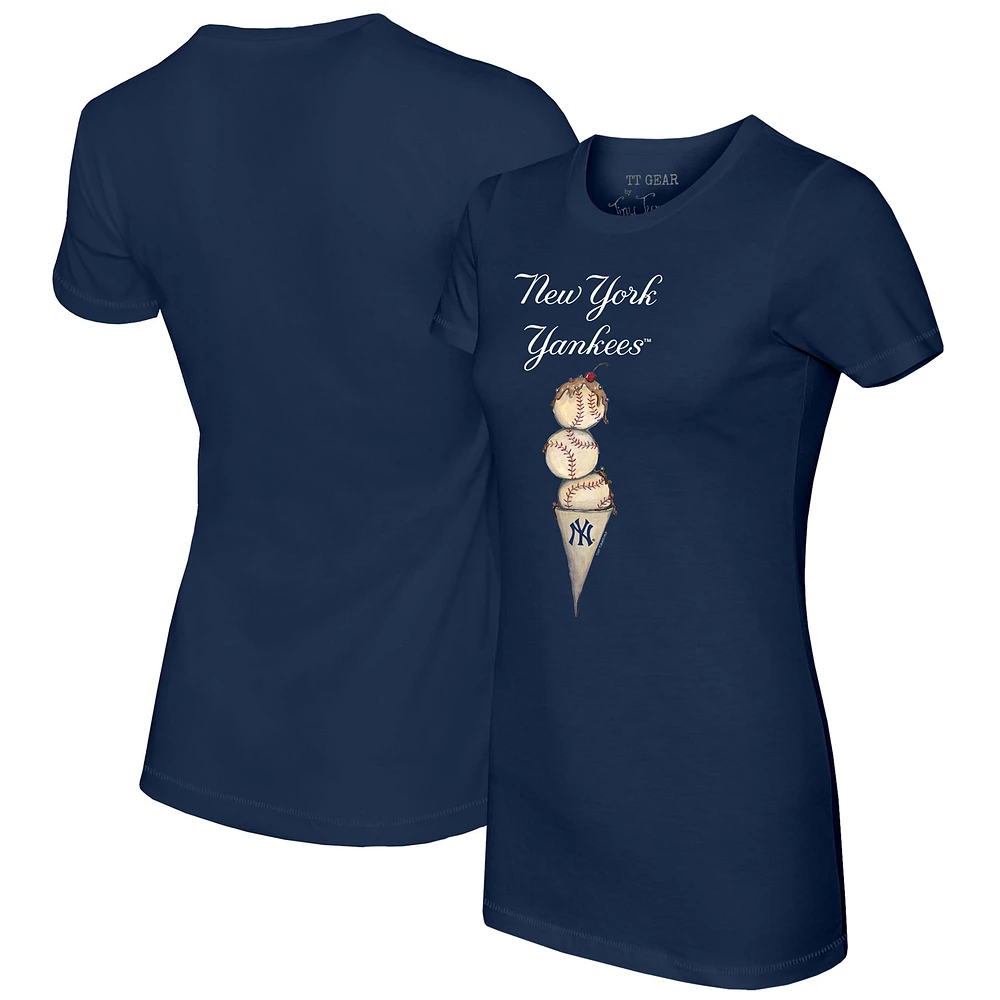 Women's Tiny Turnip Navy New York Yankees Triple Scoop T-Shirt