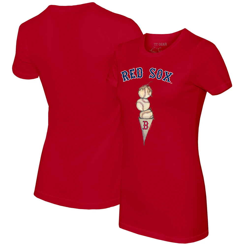 Women's Tiny Turnip Red Boston Sox Triple Scoop T-Shirt