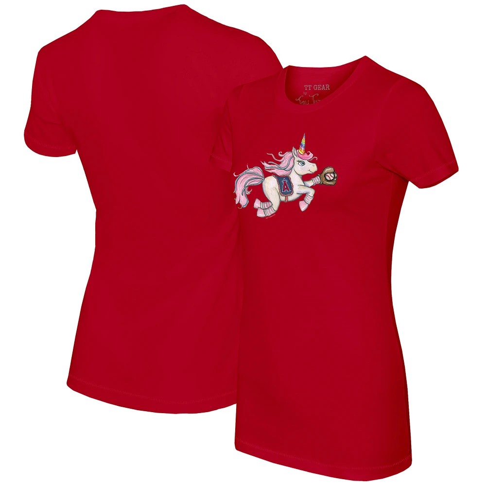 Women's Tiny Turnip Red Los Angeles Angels Unicorn T-Shirt