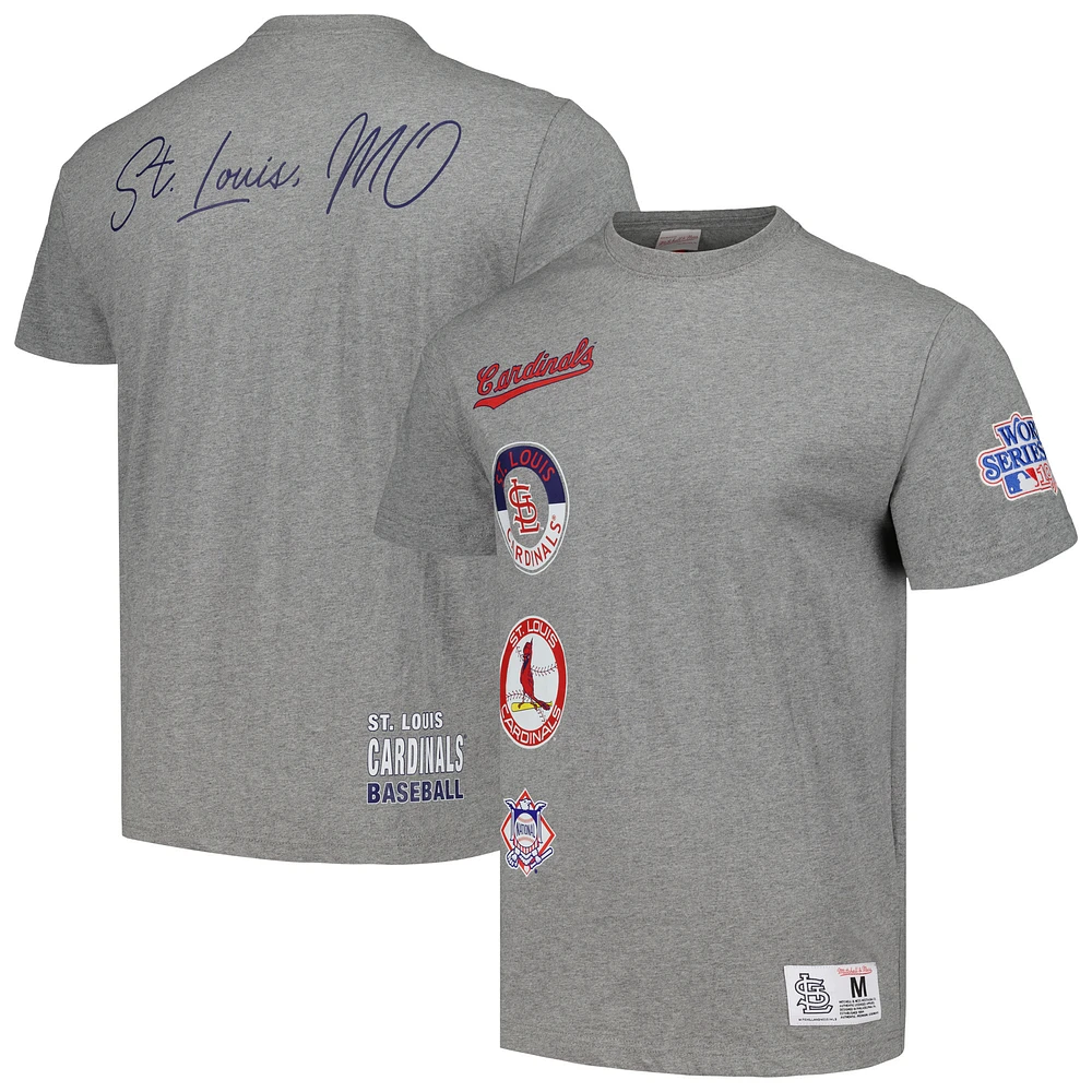 Men's Mitchell & Ness Heather Gray St. Louis Cardinals Cooperstown Collection City T-Shirt
