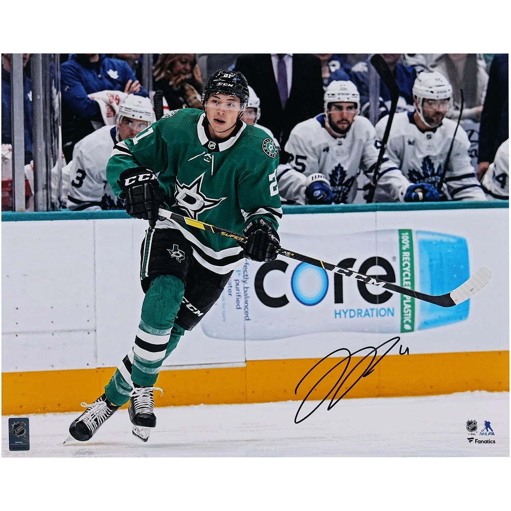 Jason Robertson Dallas Stars Autographed 16" x 20" Kelly Green Jersey Skating Photograph