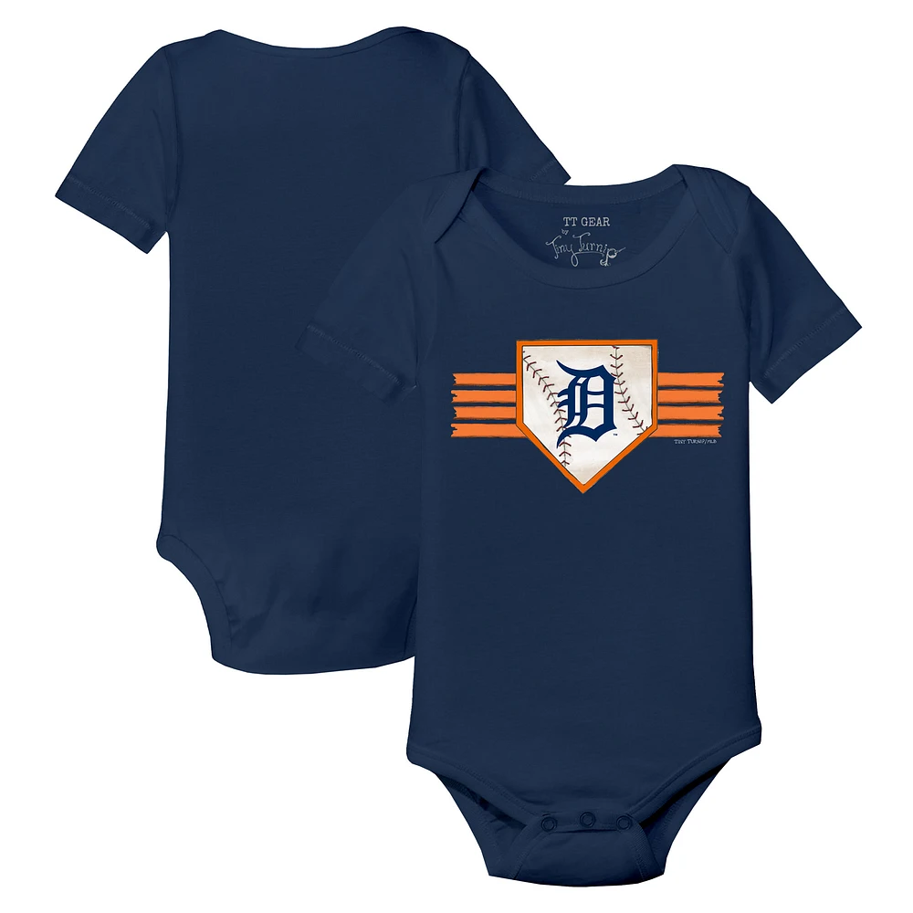Infant Tiny Turnip Navy Detroit Tigers Base Stripe Bodysuit