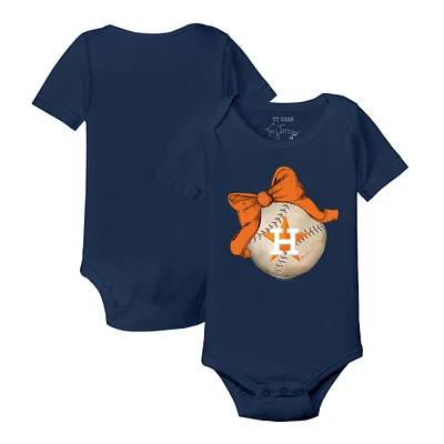 Infant Tiny Turnip Navy Houston Astros Baseball Bow Bodysuit