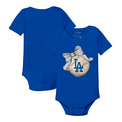 Infant Tiny Turnip Royal Los Angeles Dodgers Baseball Bow Bodysuit